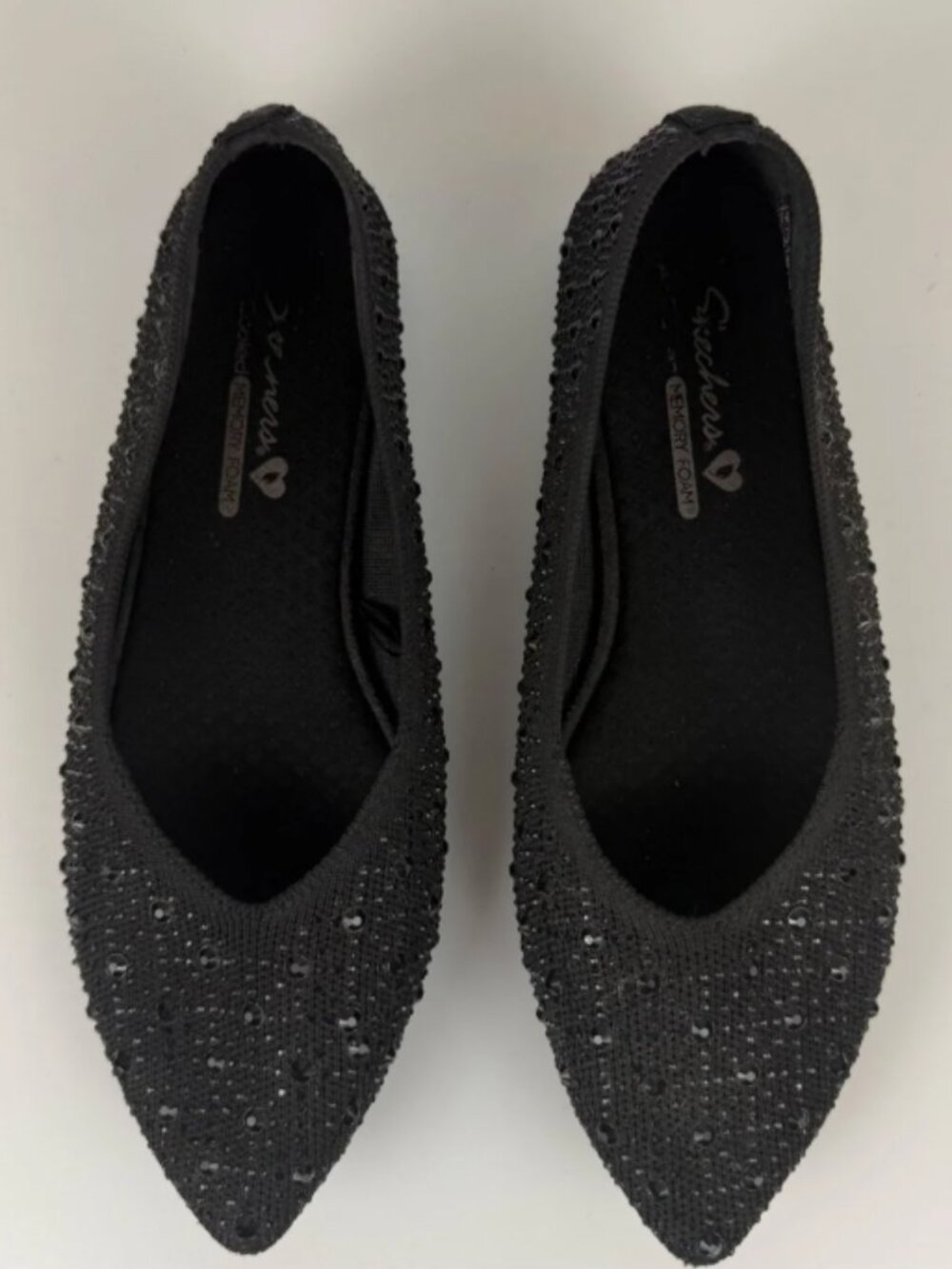 Skechers Gleam ‘N Glow Cleo 2.0 Womens Stretch Ballerina Slip On Shoes Size 7